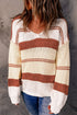 V-Neck Knitted Lantern Sleeve Pullover Sweater